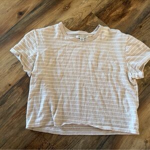 American Eagle Outfitters Beige Striped Short Sleeve Tee